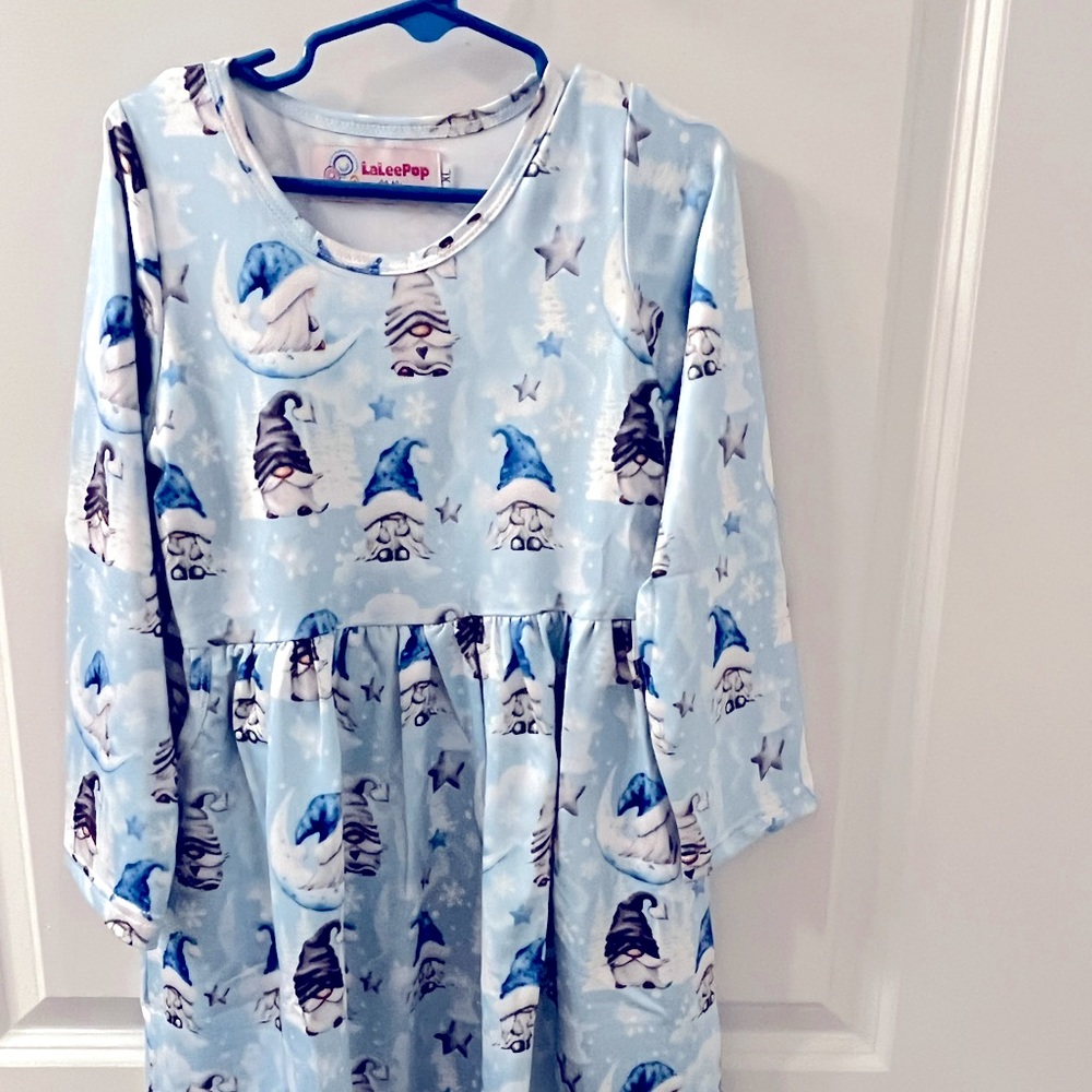 Girls Gnome Winter Long Sleeve Boutique Dress- New in Package Size 7
